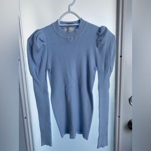 Baby blue cotton ribbed turtleneck sweater